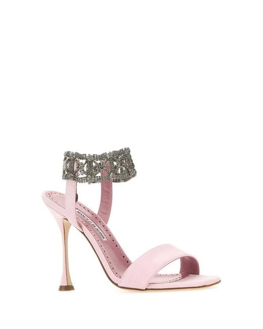 Manolo Blahnik Pink Pastel Suede Lierasan Sandals