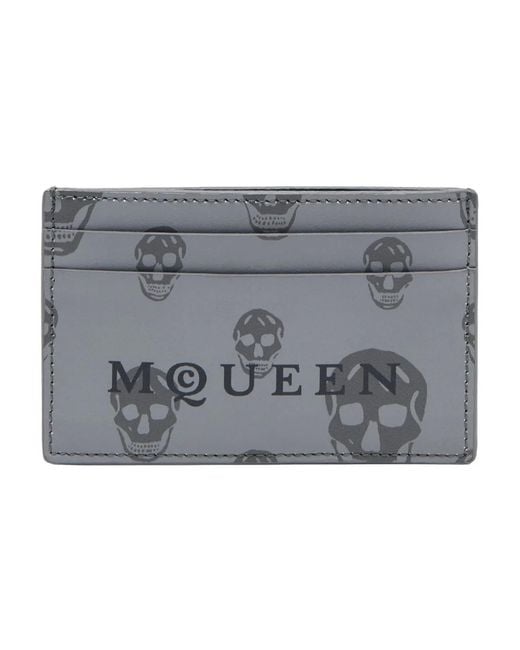 McQueen Gray Card Holder "Skull" for men