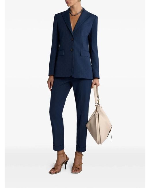 Etro Blue Cotton Elastane Pants
