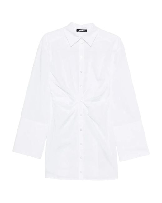 ROTATE BIRGER CHRISTENSEN White Knotted Shirt Dress