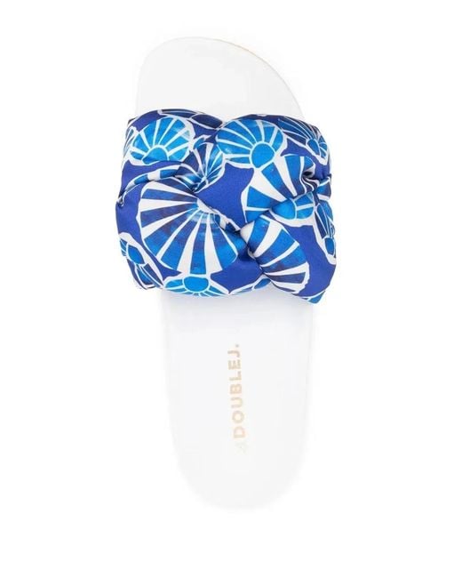 LaDoubleJ Blue Braid Slide Sandals