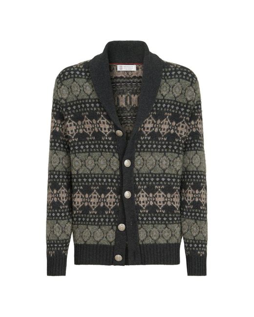 Brunello Cucinelli Black Cashmere Cardigan for men