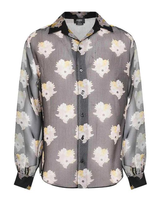 Fendi Gray Silk Shirt for men