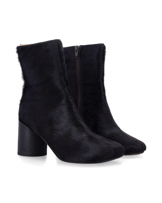 MM6 by Maison Margiela Black Mm6 Calf Hair Ankle Boots