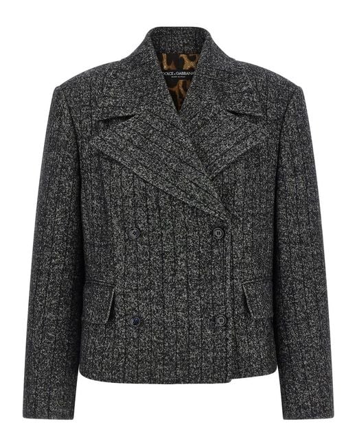 Dolce & Gabbana Black Dolce & Gabbana Striped Wool Blazer