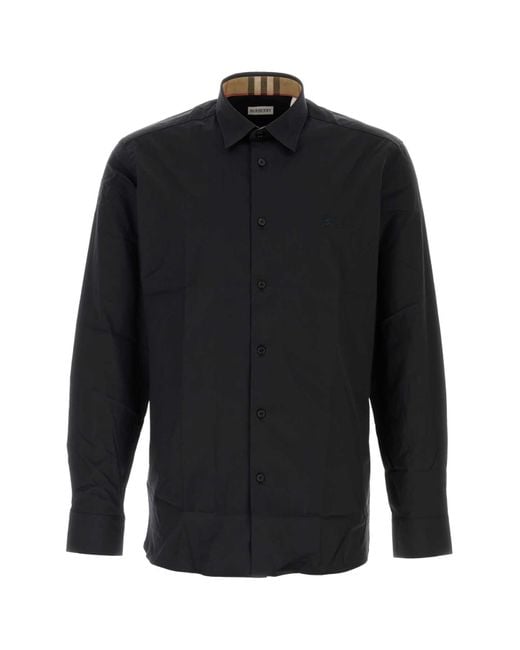 Burberry Black Stretch Poplin Shirt for men