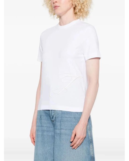 Jacquemus White Embroidered Logo Short Sleeve T Shirt