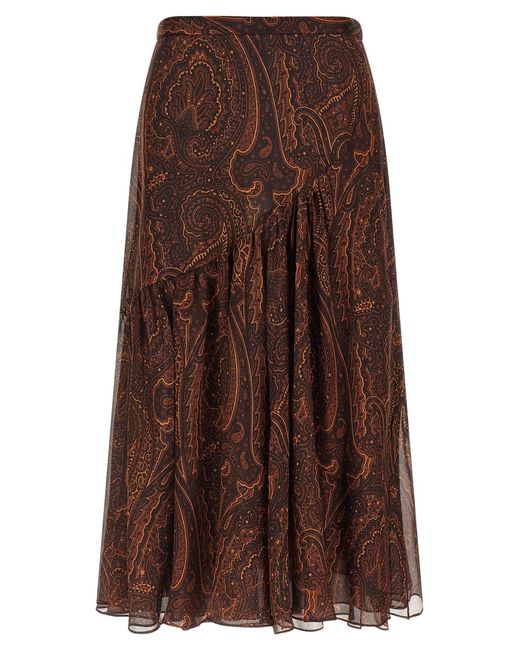 Etro Brown Paisley Skirt
