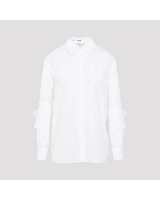 Loewe White Cotton Poplin Shirt With Anagram Pebble Cufflinks