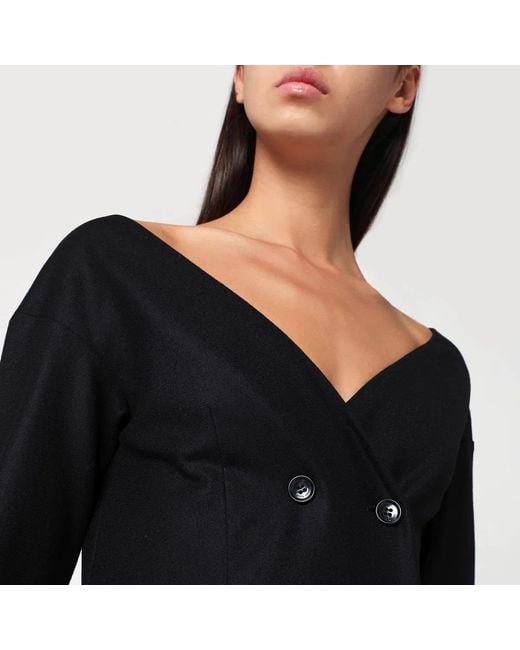 Alberta Ferretti Black Wool V-Neck Jacket