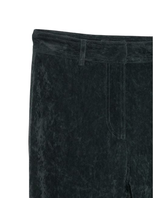 Alberta Ferretti Black Velvet-Effect Trousers