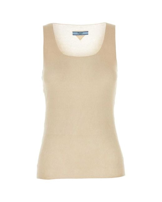 Prada Natural Sand Cotton Tank Top