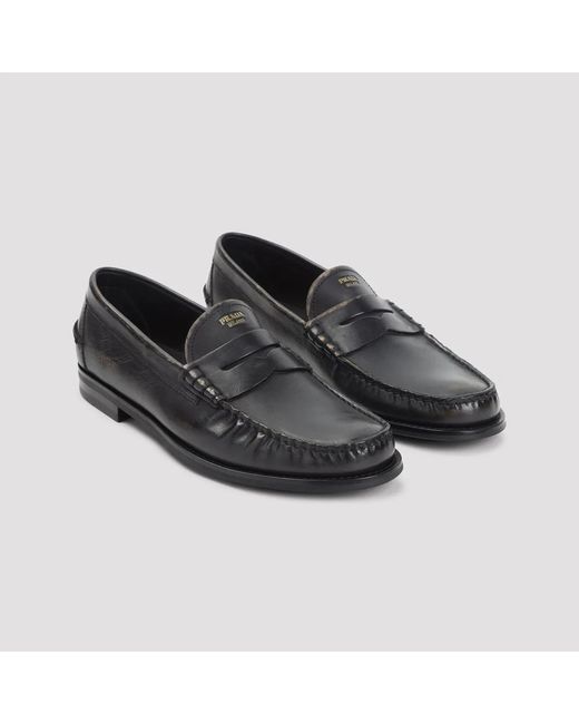 Prada Black Leather Loafers for men
