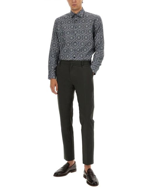 Etro Gray Multicolour Cotton Shirts for men