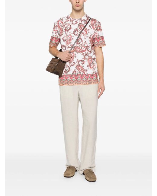 Etro Pink Cotton T-Shirt Roma for men