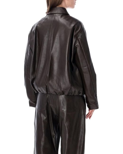 Arma Black Melis Leather Bomber Jacket