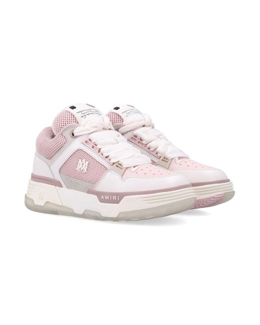 Amiri Pink Ma-1 Leather And Mesh Sneakers