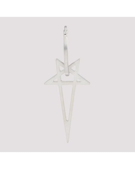 Rick Owens White Pentagram Earring for men