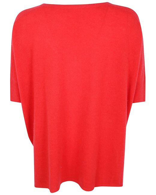 ABSOLUT CASHMERE Red "Giustina" Short Sleeves V Neck Oversized Sweater