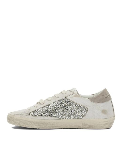 Golden Goose Deluxe Brand White Super-Star Glitter Sneakers