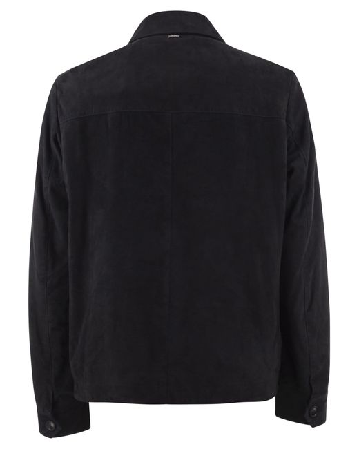 Herno Black Goatskin Suede Jacket for men