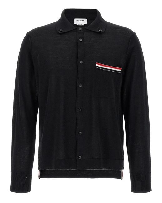 Thom Browne Black 'Button Down' Cardigan for men