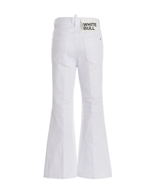 DSquared² White 'Super Flared Cropped' Jeans