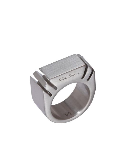 Rick Owens Metallic Cut Beveled Ring for men