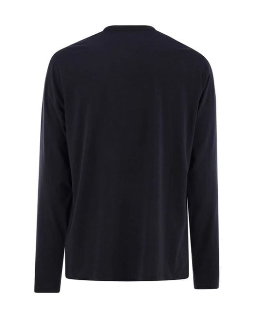 Majestic Blue Long-Sleeved Crew-Neck T-Shirt for men