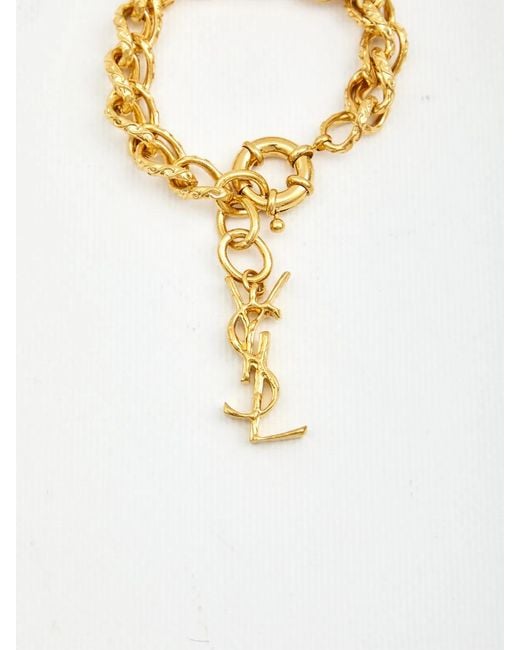 Saint Laurent Metallic Metal Rope Chain Bracelet