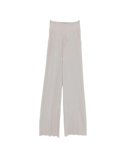 Rick Owens White Silk Blend Trousers