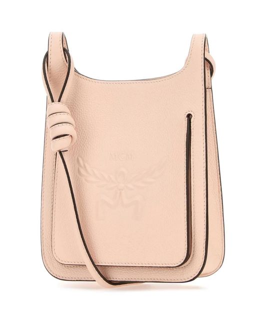 MCM Pink Pastel Leather Mini Himmel Hobo Crossbody Bag