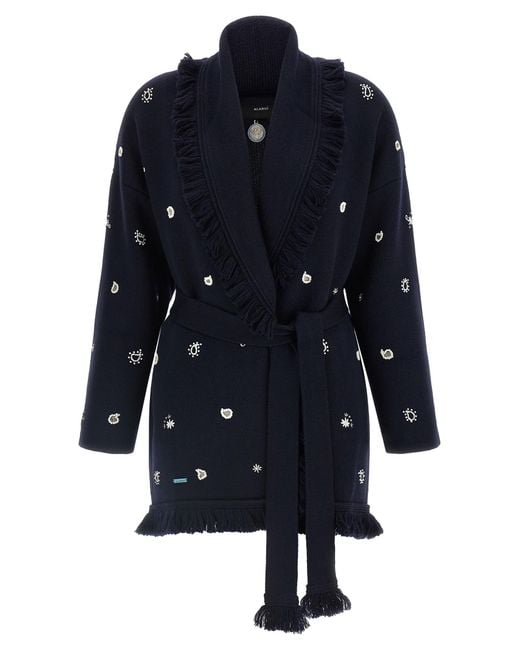 Alanui Blue Virgin Wool Cardigan