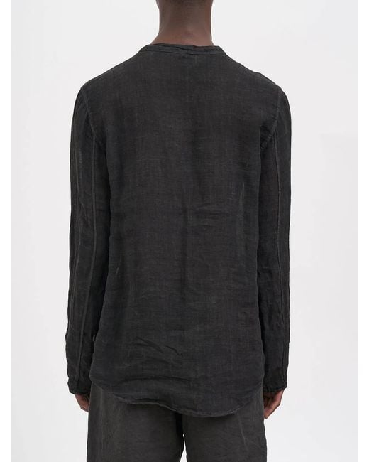 Poeme Bohemien Black Linen Kaftan Shirt for men