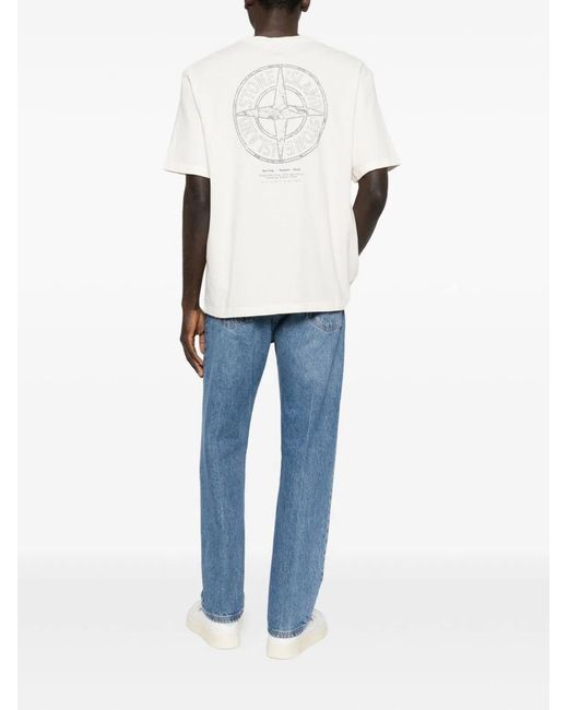 Stone Island White Cotton T-Shirt for men
