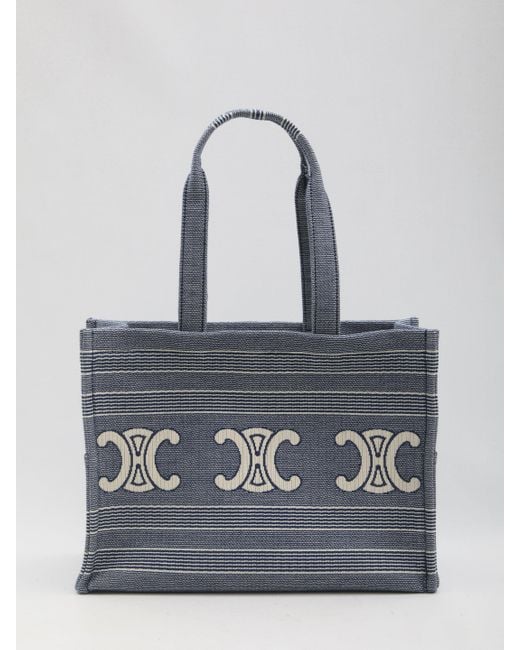 Céline Blue Large Cabas Thais Tote Bag Canvas New