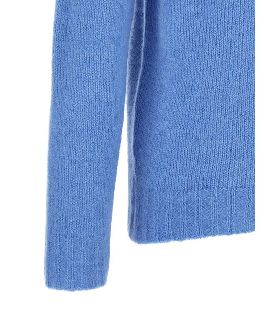 Oliver Lattughi Blue Brushed Alpaca Sweater for men