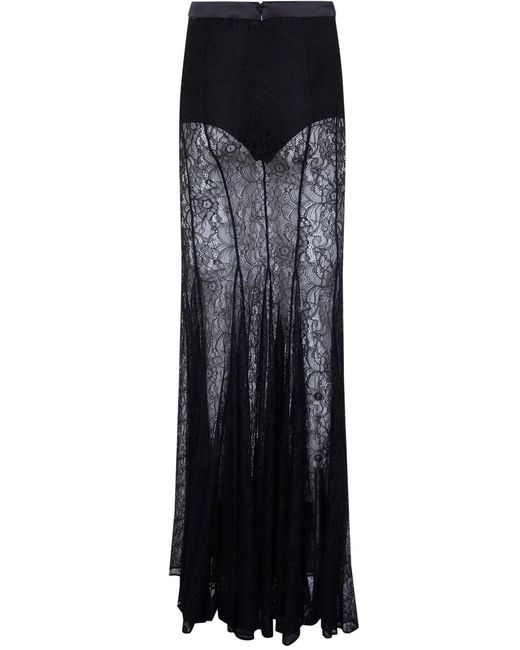Elisabetta Franchi Black Long Flamenco Skirt