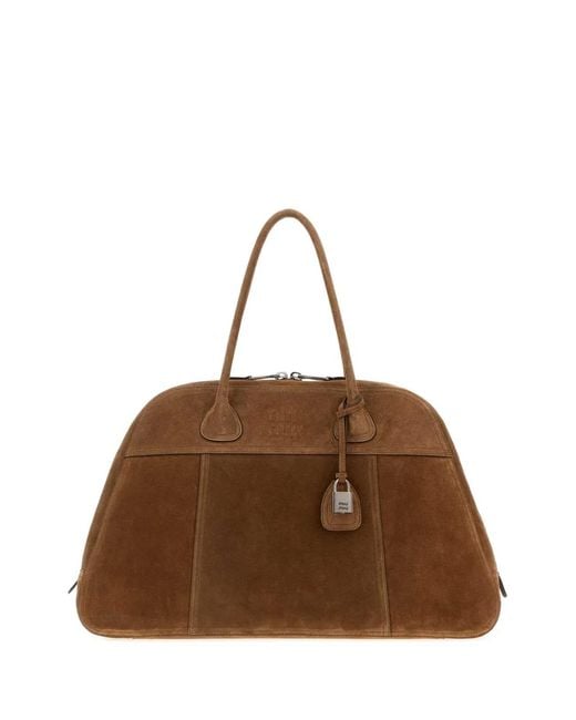 Miu Miu Brown Suede Vivant Shopping Bag