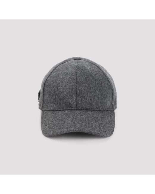 Prada Gray Dark Flannel Baseball Cap