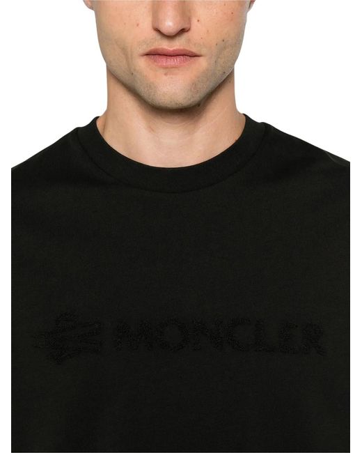 Moncler Black Logo-Embroidered Cotton T-Shirt for men