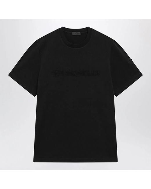 Moncler Black Cotton Jersey Logo T-Shirt for men
