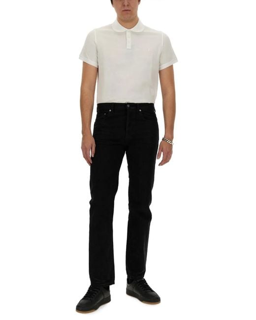 Saint Laurent White Monogram Polo for men