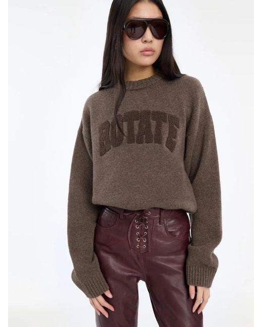 ROTATE BIRGER CHRISTENSEN Brown Crewneck Sweater