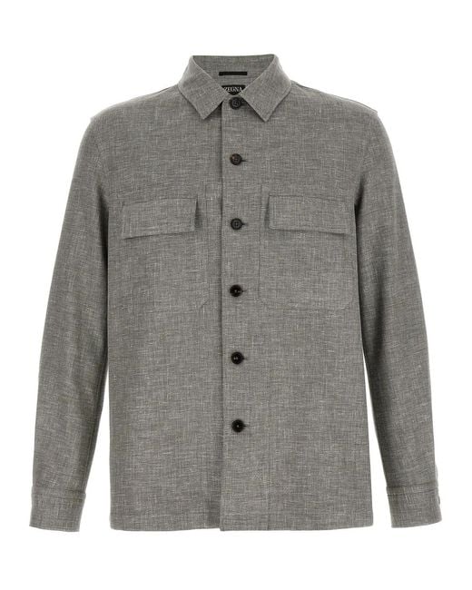 Zegna Gray 'Crossover' Overshirt for men
