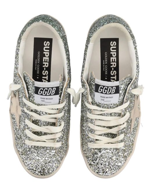 Golden Goose Deluxe Brand White Glitter Super-Star Sneakers
