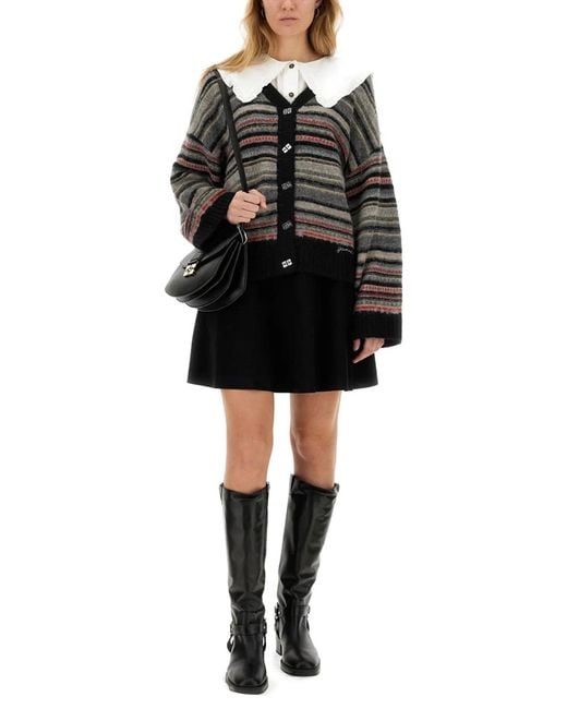Ganni Black Boxy Fit Cardigan