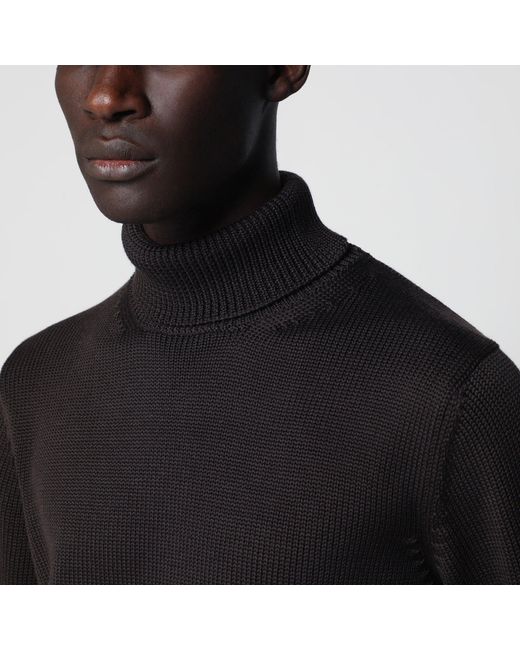Roberto Collina Black Wool Turtleneck Sweater for men