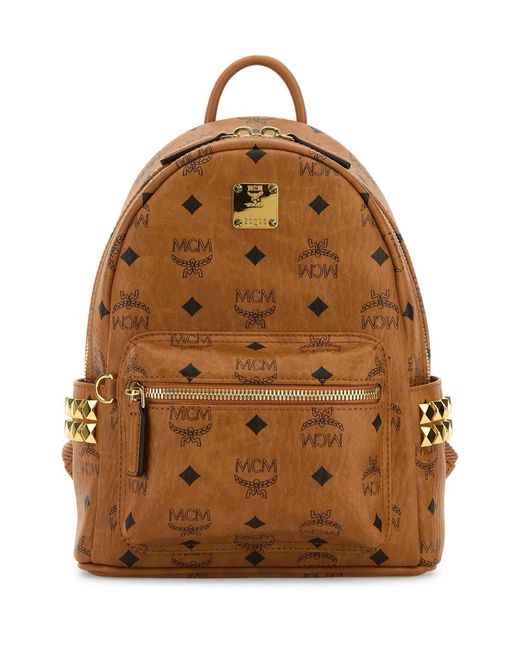 MCM Brown Stark Side Studs Backpack