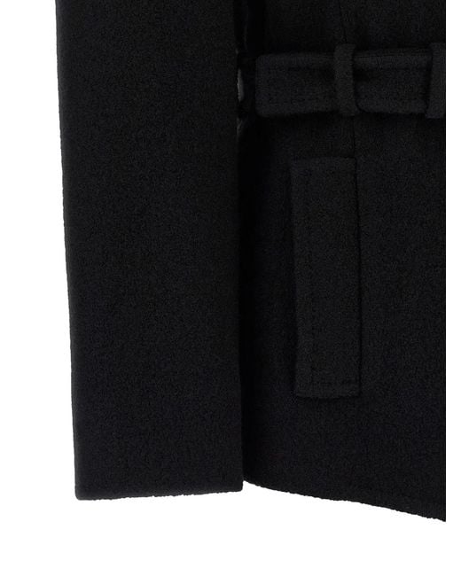 Balmain Black 'Anthem' Belted Caban